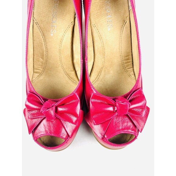 Aerosoles Well Wisher Shoes Womens 8.5M Pink Bowtie Peep Toe Espadrille Wedges - Picture 5 of 14